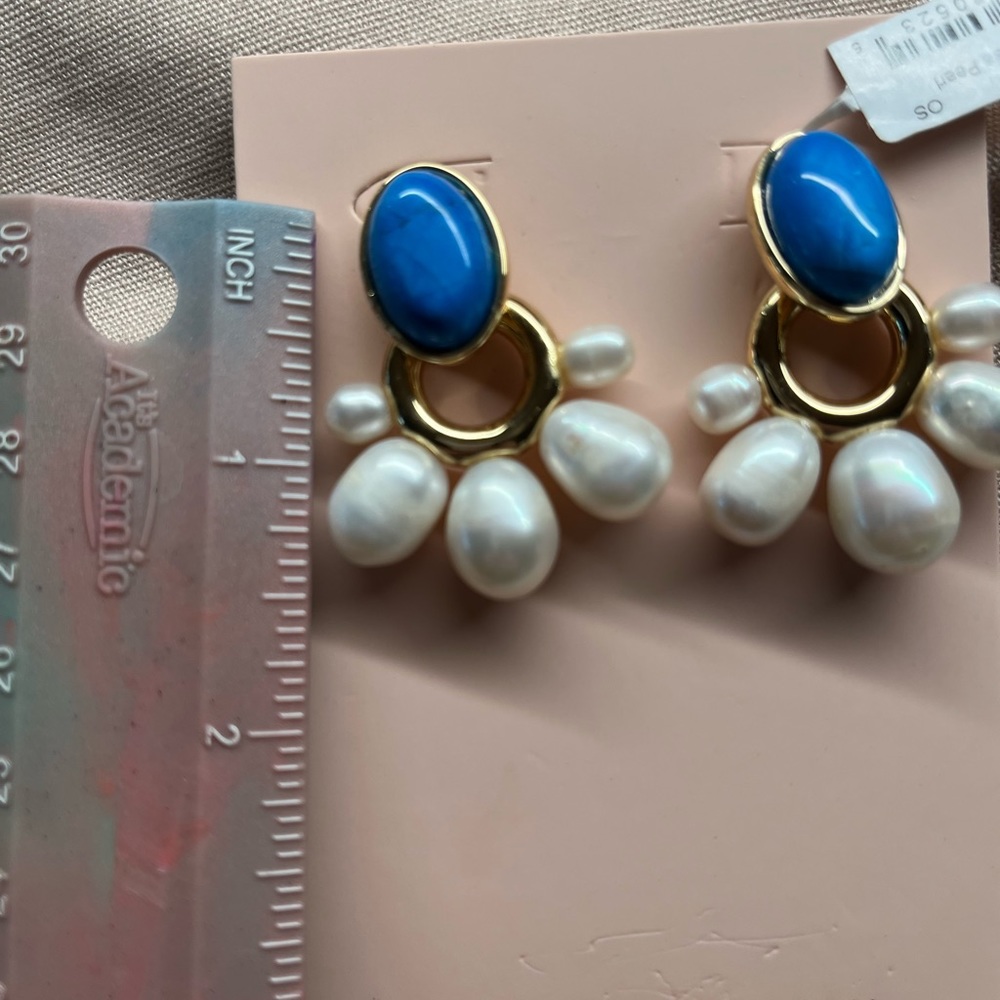 Mignonne Gavigan Turquoise and Pearl Earrings NWT